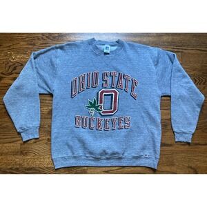 VTG Ohio State Buckeyes Sweatshirt Mens Large Gray Russell USA Made Pullover OSU